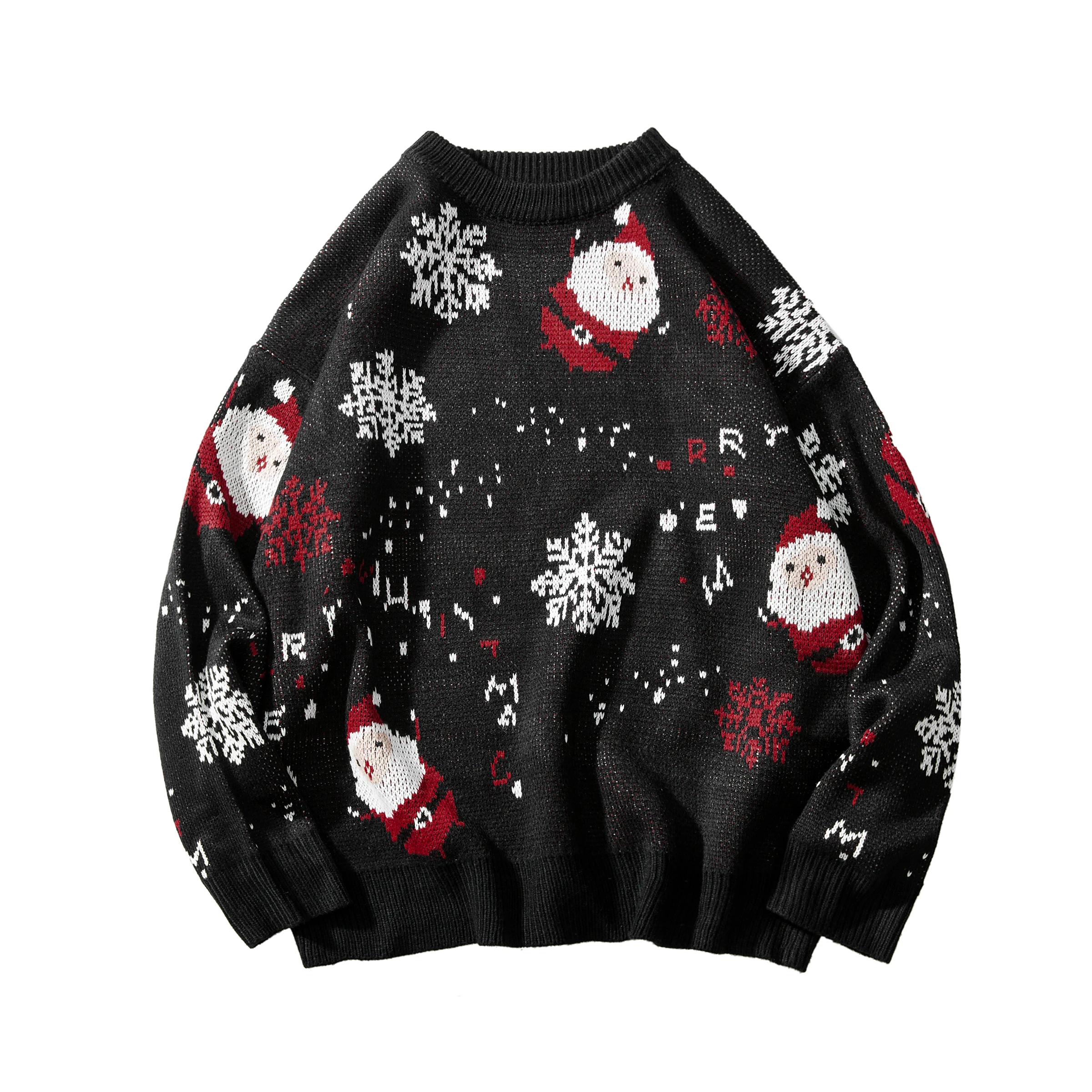 

Pullovers Women Christmas Sweater Santa Claus Snow Printed Womens Lucky Top Pullover Loose Couple Clothes Jumper Knitted Trendy