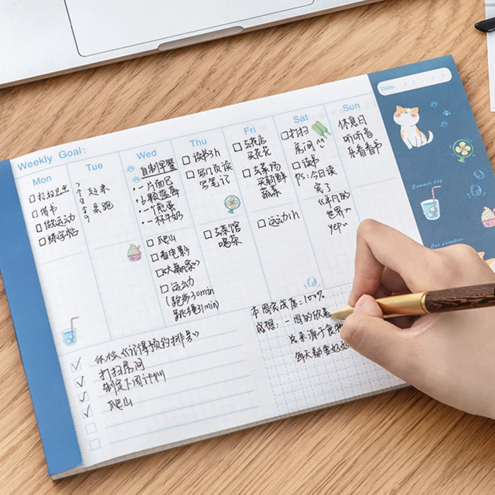 

1 Copy Notebook Cartoon Daily Schedule Book Weekly Planner Undated Notepad