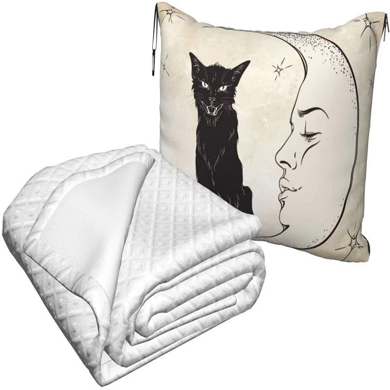 barato O Gato Está Sentado Na Lua. Cobertura De Travesseiro De Viagem Dois-em-um Mochila Cinta E Suporte De Cintura Saco De Avião Compacto