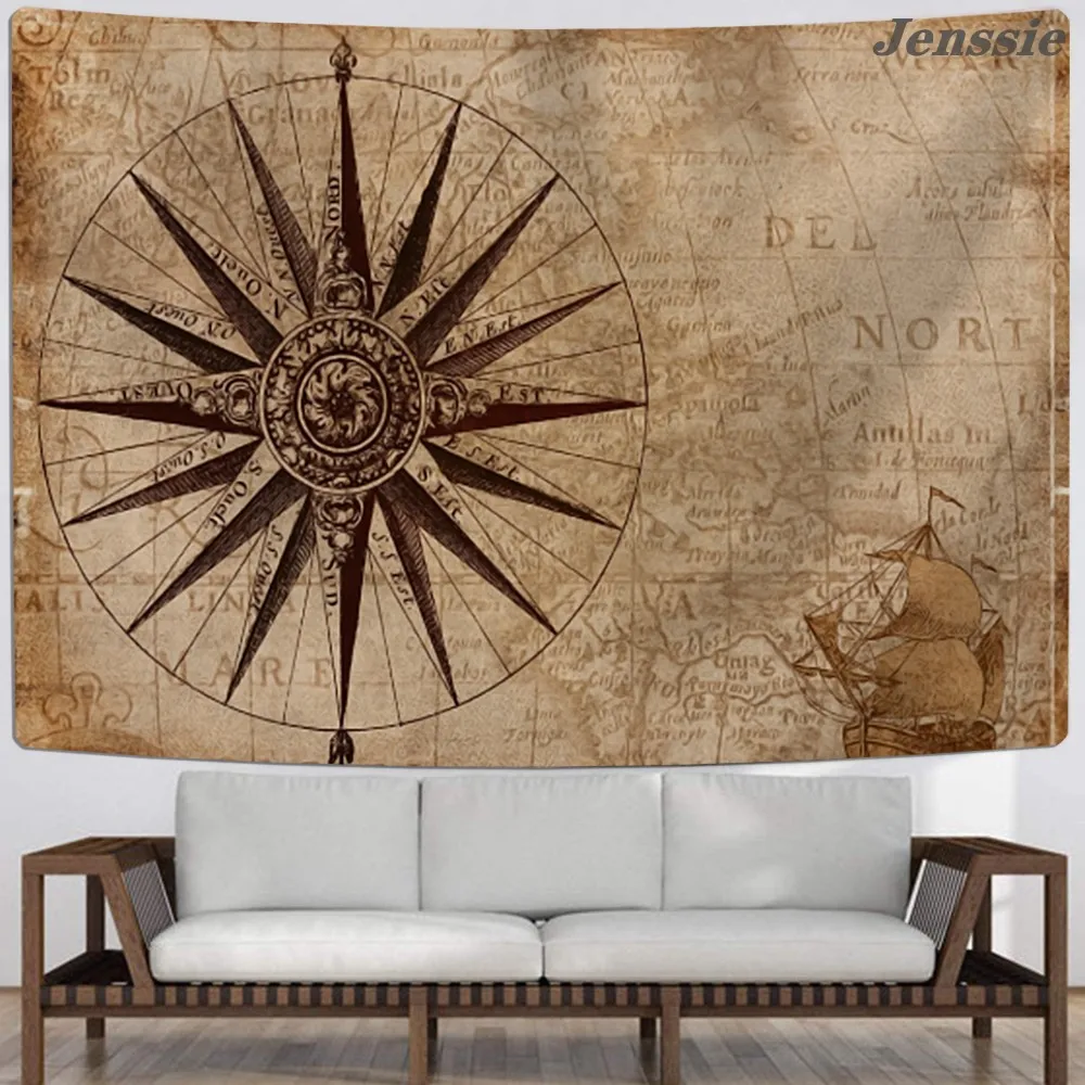 

3D компасы, настенный гобелен, морская карта звания, искусственный ковер, кемпинг, палатка, спальный коврик, украшение для дома