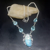 gemstonefactory jewelry big promotion unique 925 silver dichroic glass blue topaz royal women chain necklace 46cm 202101554