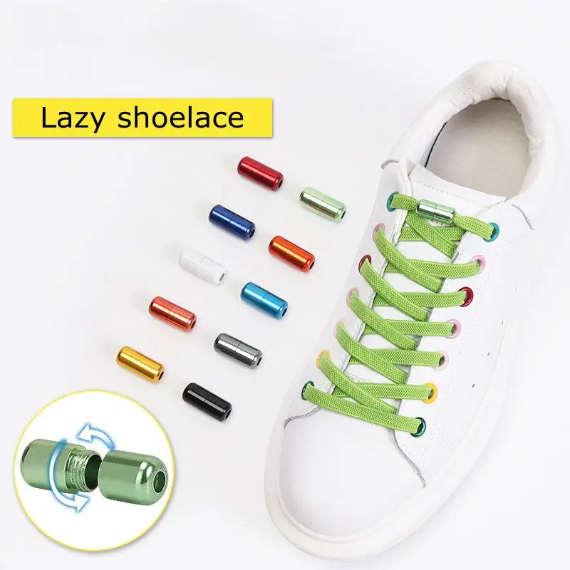 1Pair Elastic capsules Buckle Shoelaces No tie Shoelaces Flats Kids Adult Sneakers Shoelace Quick Lazy Laces 17 Color Strings