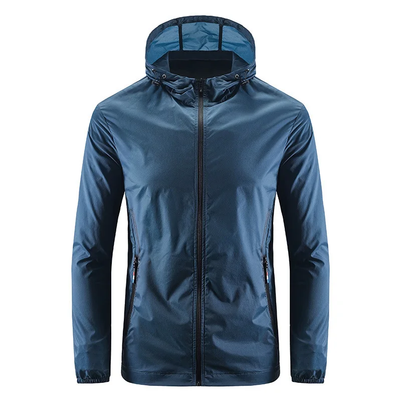

Casual Spring Summer Skin Coat Men Ultra-thin Outdoor Sun Protection Sports Jacket Hooded Collar Windbreaker&waterproof Jacket
