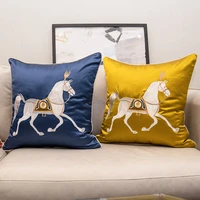 european american luxury printed cushion cover horse pattern velvet pillowcase lumbar pillow cover