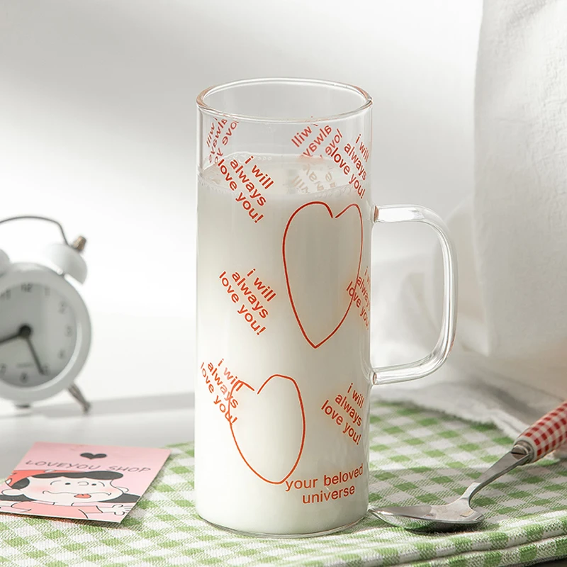 Бокал для питья в корейском ретро стиле с надписью Love креативная прозрачная