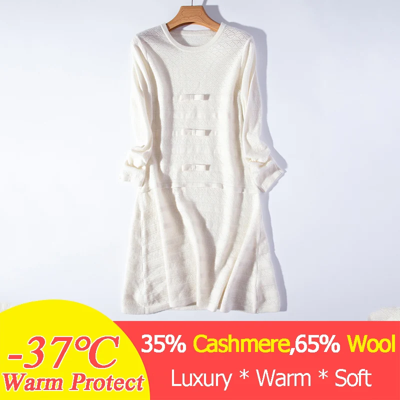 Подлинная Коза Кашемир Длинные свитера для женщин 2019 мода длинный рукав