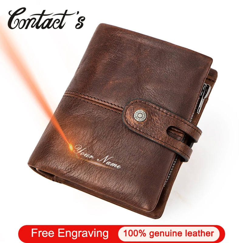 Кошелек Contact's Rfid из натуральной кожи для мужчин бумажник воловьей мелочи
