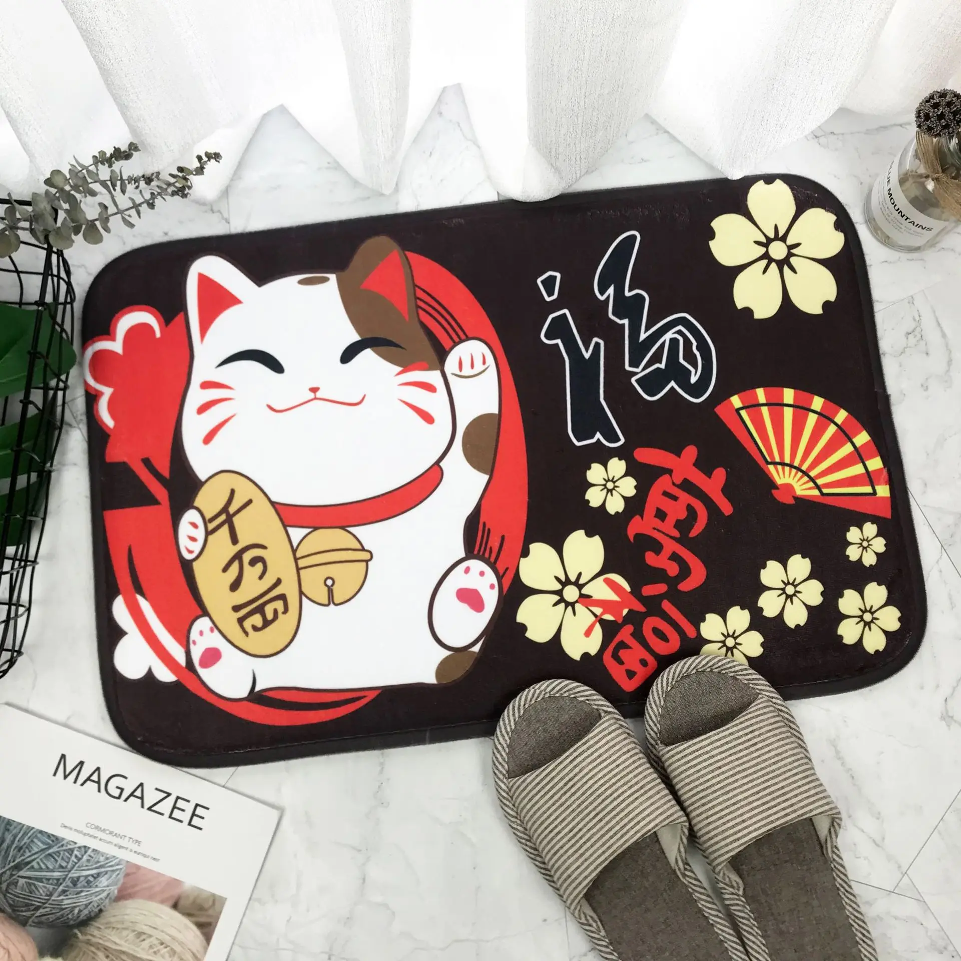 Приносящий удачу кошка напольный коврик ковер Декор Спальня Придверный коврики |