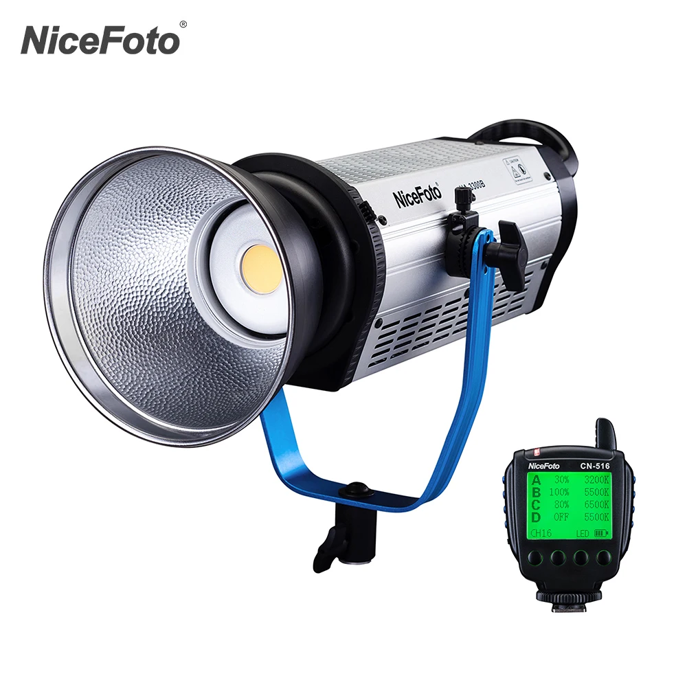 NiceFoto 330W Профессиональный 5500K Дневной светильник COB светодиодный для видеосъемки
