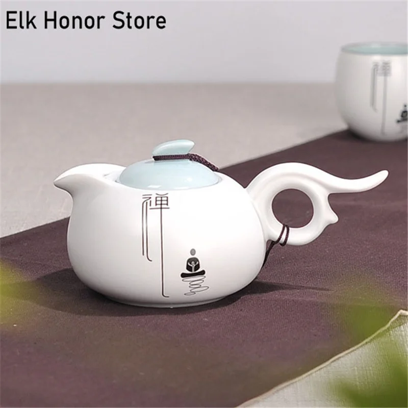 

220ml Ancient Handmade Ding Kiln Ceramic Teapot White Porcelain Kung Fu Tea Master Pot Mug Household Teakettle Strainers Teaware