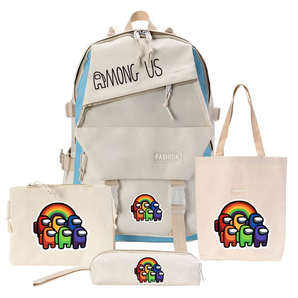 

4PCS/Set Among Us Game Schoolbag Four Piece Set Men and Women's Backpack Large Capacity Backpack Student Schoolbag Pencil Bag