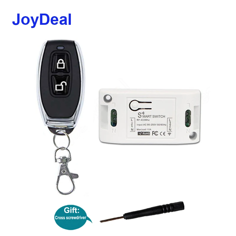 

JoyDeal 433 МГц Универсальный Беспроводной интеллектуальный переключатель умный дом AC 110V 220V одноканальный беспроводной приемопередатчик для м...