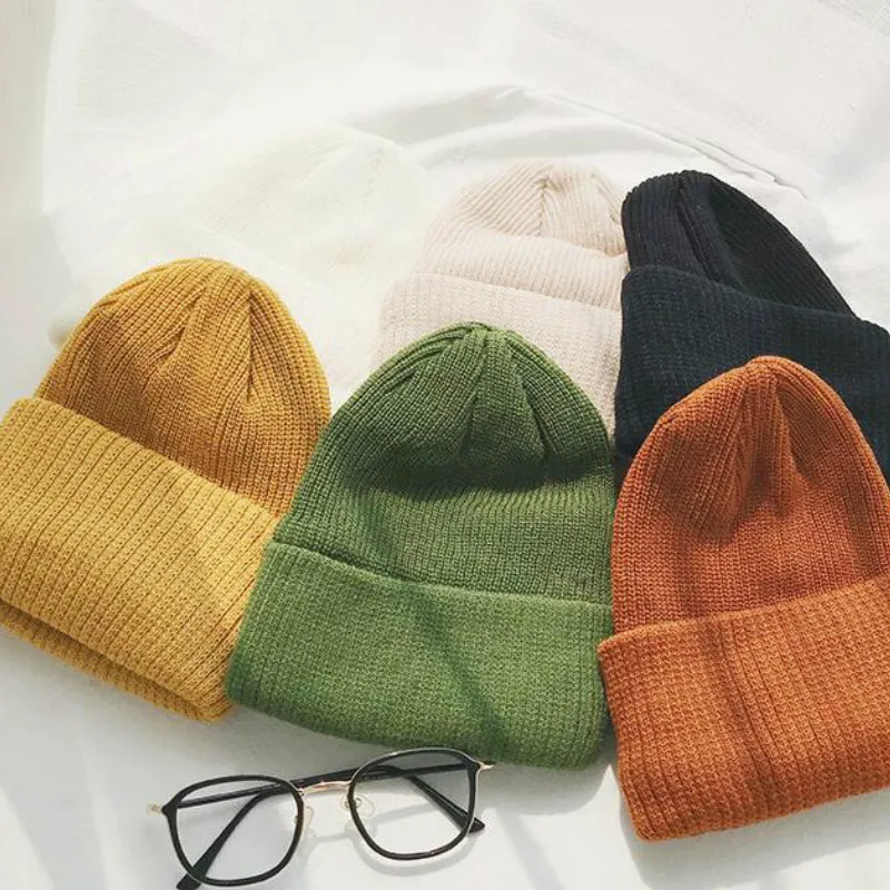 Корейские зимние вязаные шапки для женщин облегающие мужские Мужская Осенняя