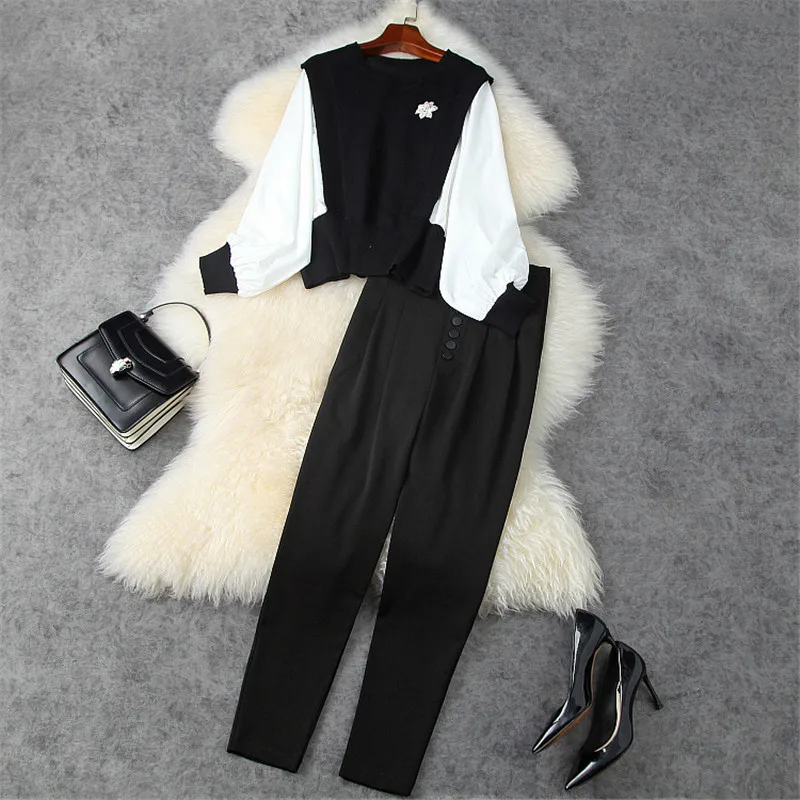 Осенняя Элегантная Дамская Рабочая одежда из двух частей женский модный