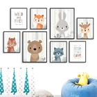 Кролик лиса Медведь Олень енот животное детская стена искусство холст картина скандинавские плакаты и принты настенные картины декор детской комнаты