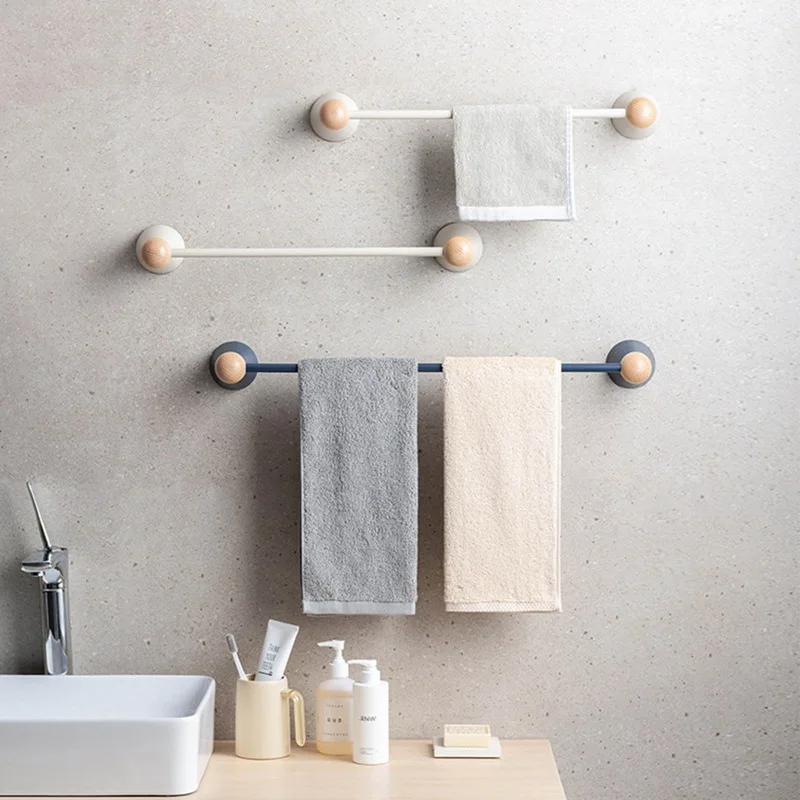

Towel Rack Punch-Free Shower Holder Bathroom Accessories Wall Organizer Hook Hanger Black Storage Shelf