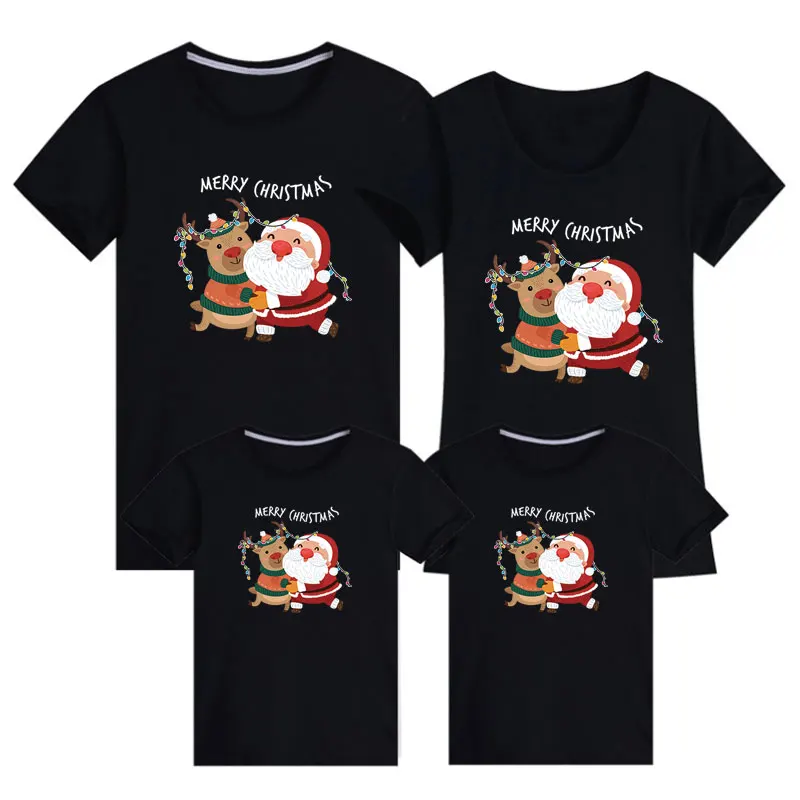 Camiseta a juego de pap&aacute; mam&aacute;, Pap&aacute; Noel, ciervo, mam&aacute;, Body de beb&eacute;, Padre, Hijo, madre e hija, trajes combinados-1