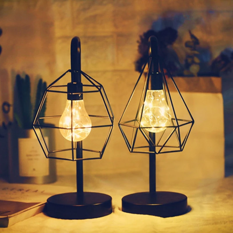 

2021 New Minimalist Retro Creative Copper Wire Table Lamp LED Night Light Home Bedroom