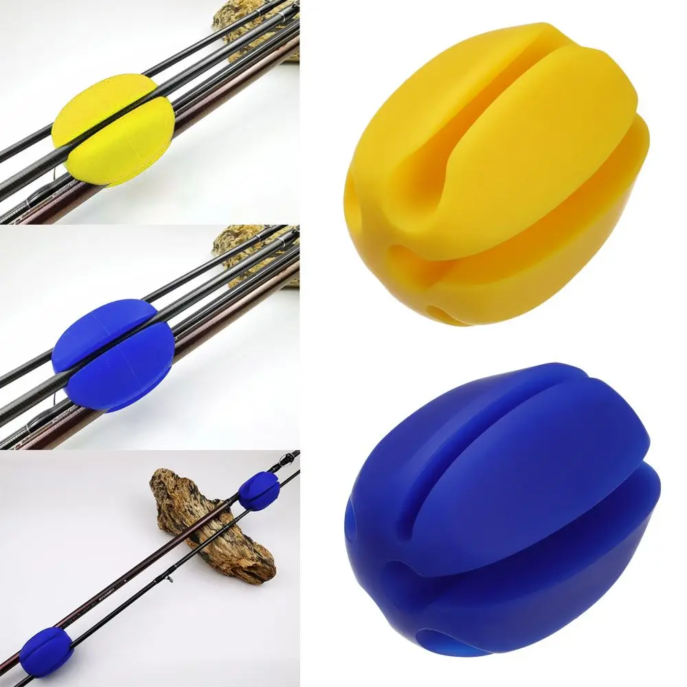 

Hot Rubber Fishing Accessories Green/Blue Fishing Rod Tie beam rod Fastener egg-shaped Belt Prevent rod collision tool