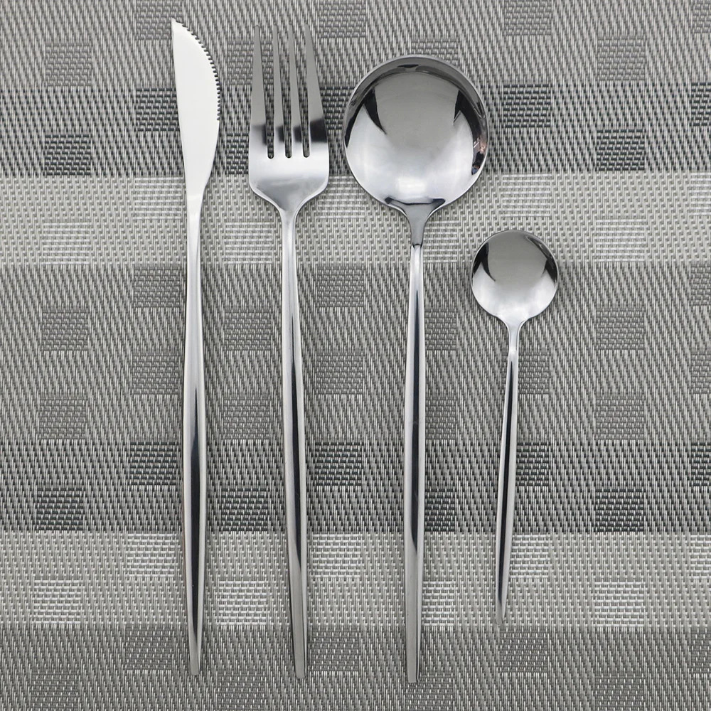 Серебряный нож вилка ложка столовые приборы Западная посуда из нержавеющей