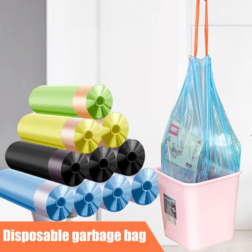 1 рулон одноразовые пакеты для мусора на шнурке|Мешки мусора| |