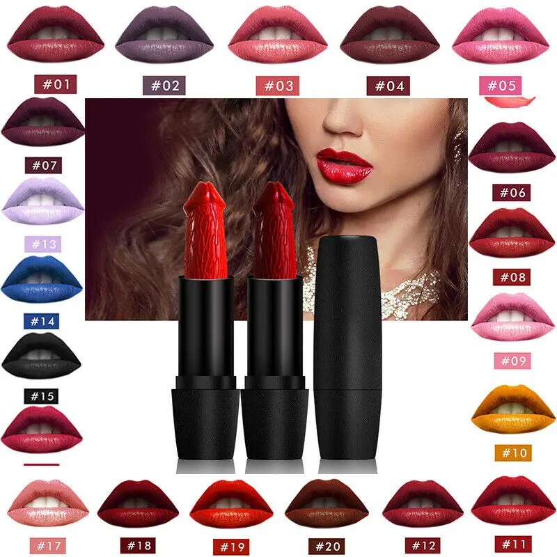 20 Цвета в форме пениса матовых помад гриб забавные Водонепроницаемый Длительное