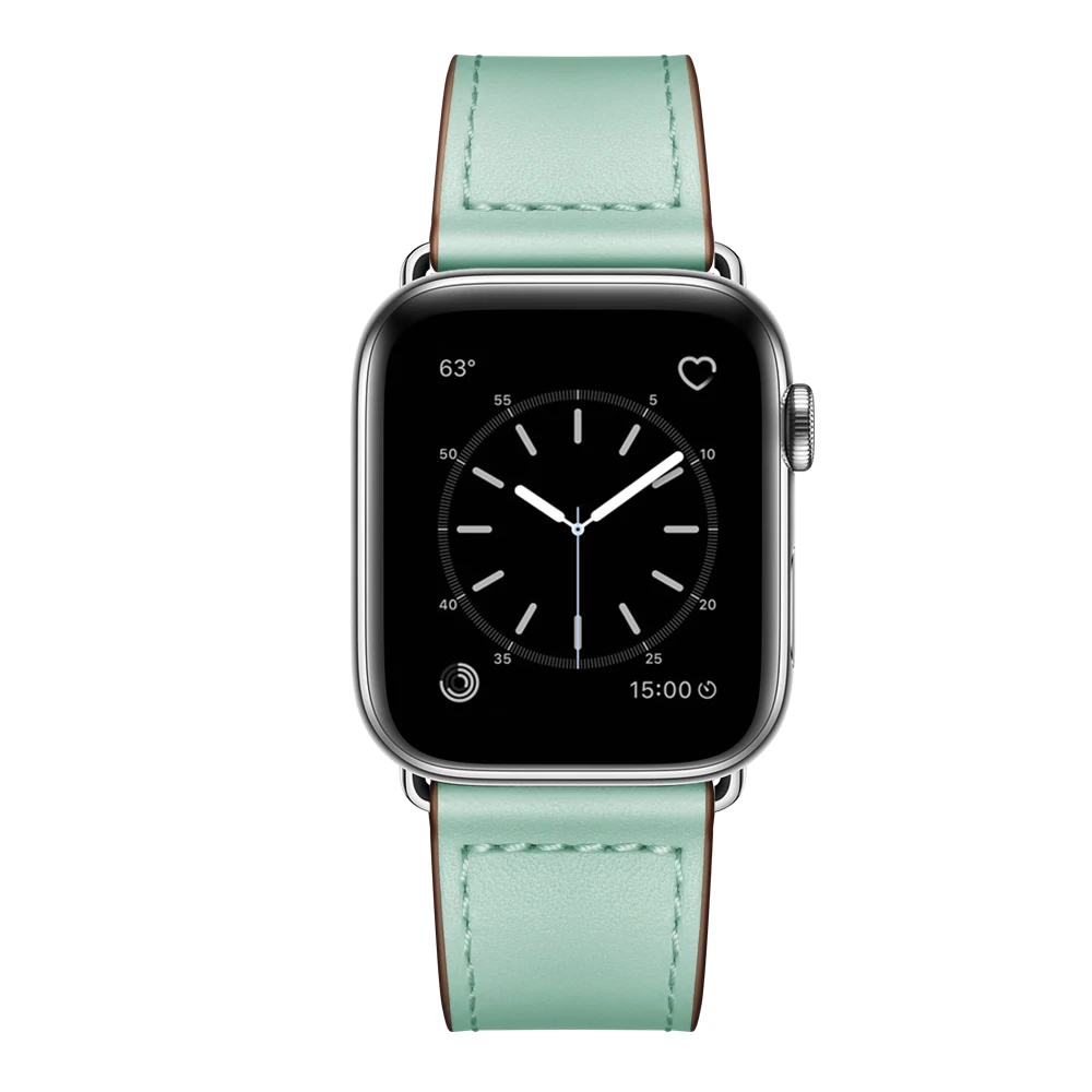 Ремешок из натуральной кожи для Apple Watch 42 мм 44 мм, аксессуары для часов VIOTOO, кожаный ремешок для часов iWatch, браслет - Цвет ремешка: Mint