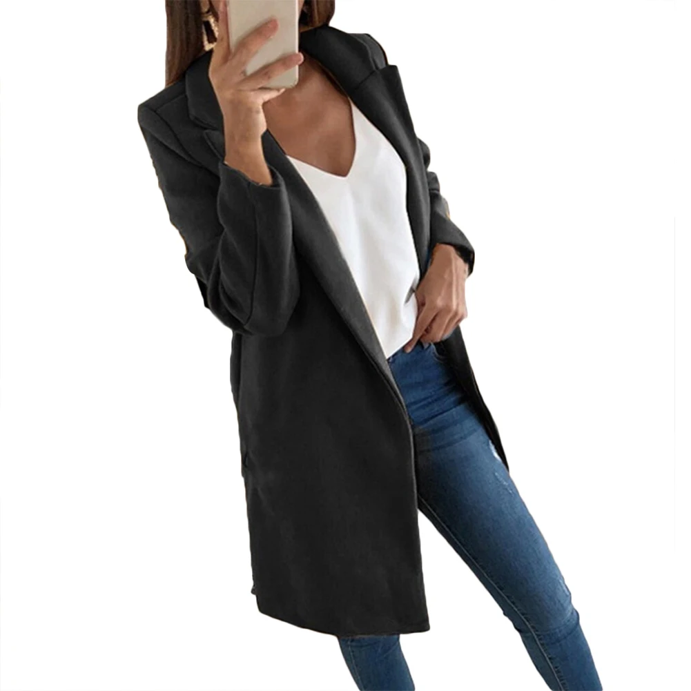 Однотонный женский зимний однотонный шерстяной Теплый кардиган с длинным