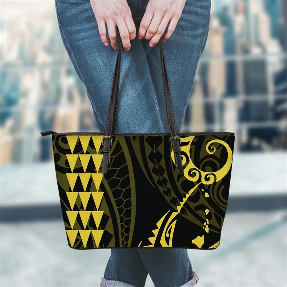 

FORUDESIGNS New Arrival Women Luxury Leather Handbag Hawaii Kakau Tribe Polynesian Printed Female High Quality Shoulder Bag Sac
