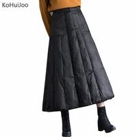 kohuijoo women winter duck down skirts 2021 warm casual a line maxi long ankle length skirt female loose ball gown skirt