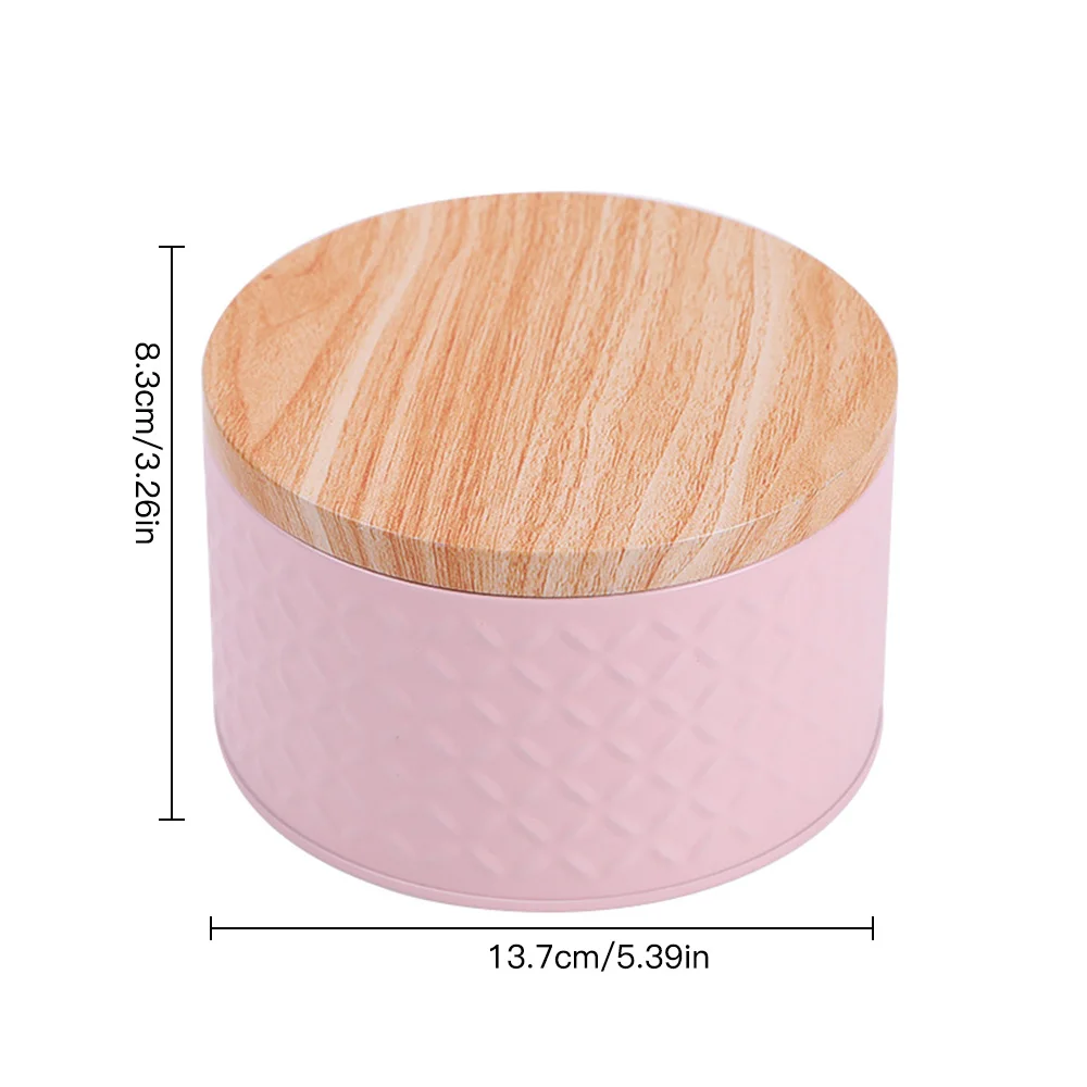 

Round Empty Iron Box With Wood Lid Candy Cookie Storage Box Jewelry Cosmetic Case Diy Candle Making Jar Snack Storage Box