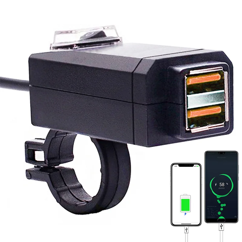 Руль мотоцикла Зарядное устройство QC3.0 Dual USB Порты и разъёмы Питание адаптер розетка Быстрая зарядка для iPhone huawei samsung Водонепроницаемый