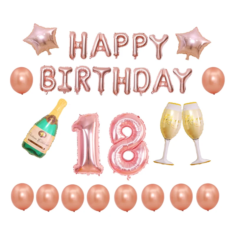 Розовое золото 40 дюймов шар 16 С Днем Рождения Фольга Письмо День украшения для