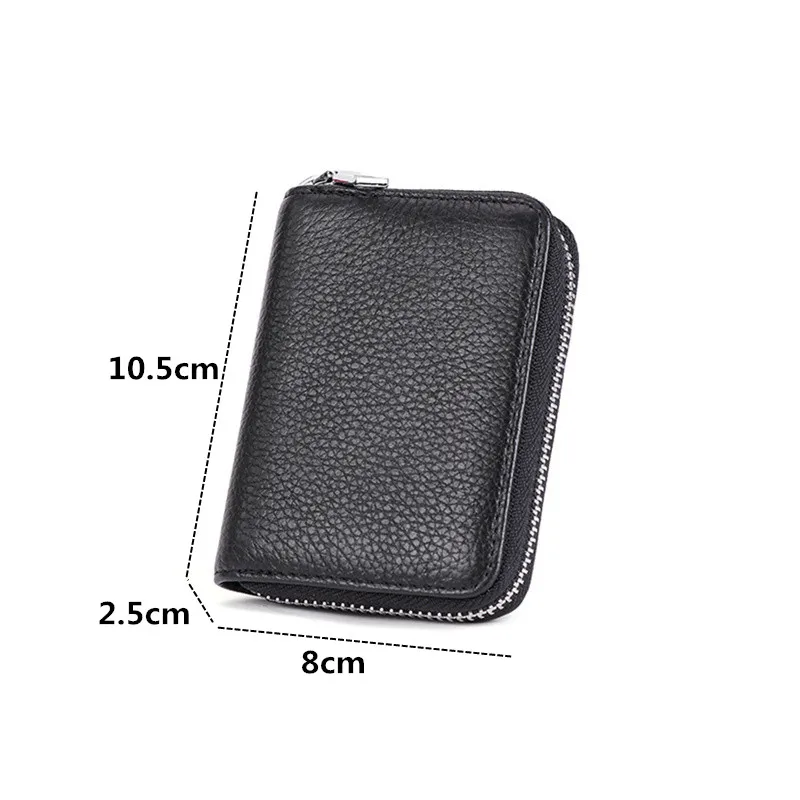 

1 Pc Men Business Card Holder Genuine Leather Credit Card Holder Women Zipper Pocket Unisex Card Case Zipper Coin Purse