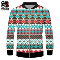 ogkb unisex 3d printed zipper jackets geometric pattern mens womens funny cartoon jacket pixel style stripes casual coat