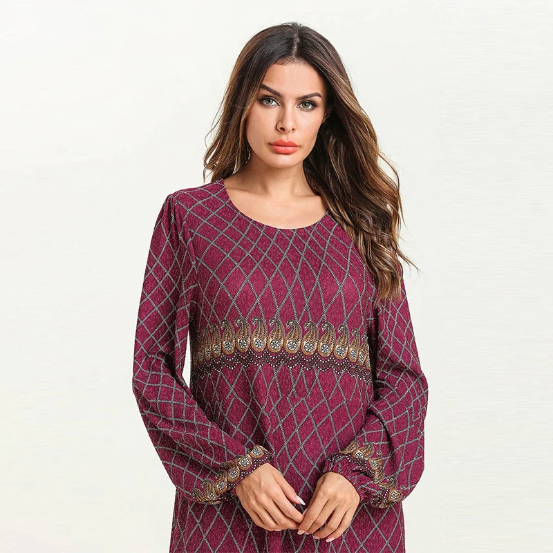 Новое модное мусульманское простое стильное тонкое платье длинными рукавами