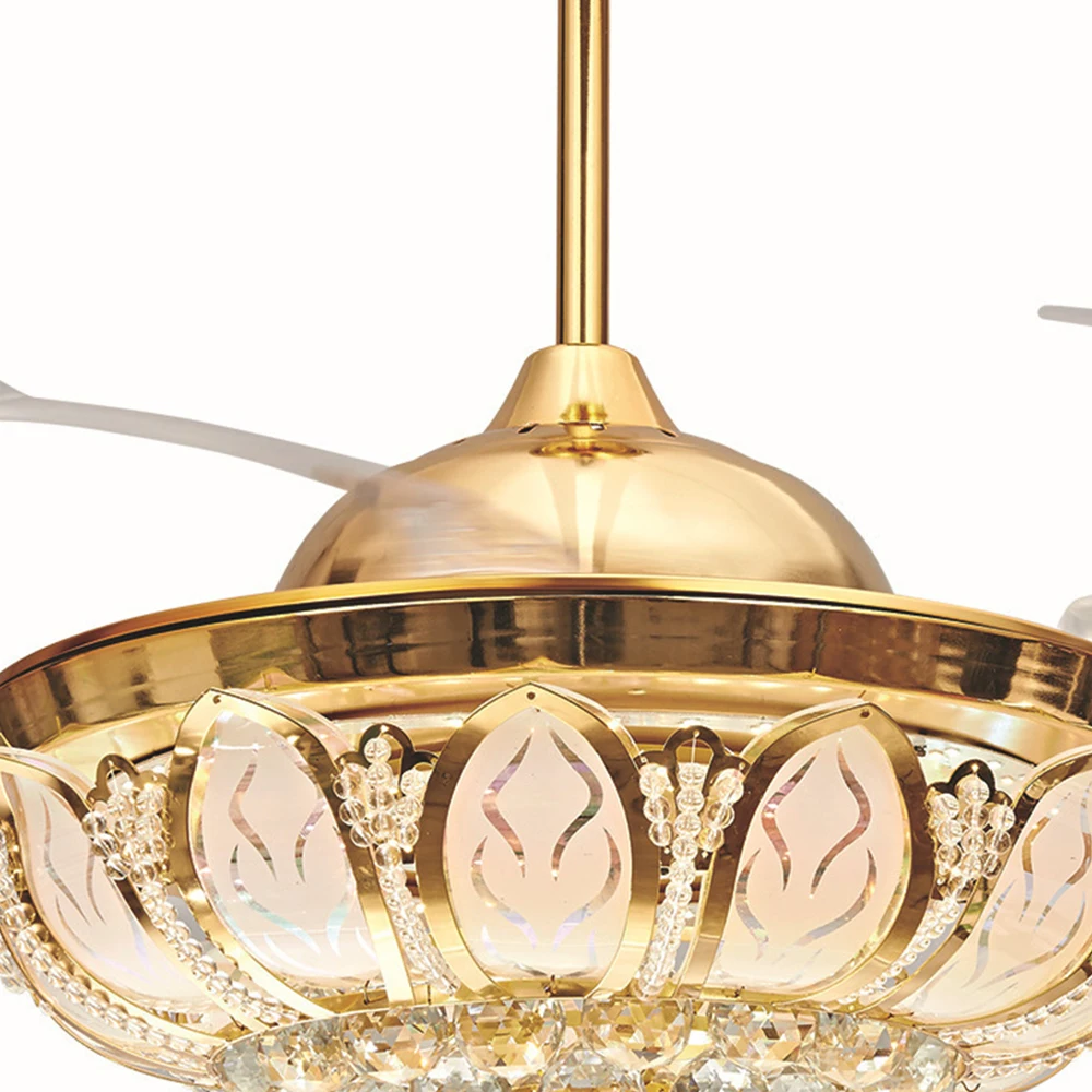 Хрустальный светодиодный потолочный вентилятор лампа постоянного тока Тихий
