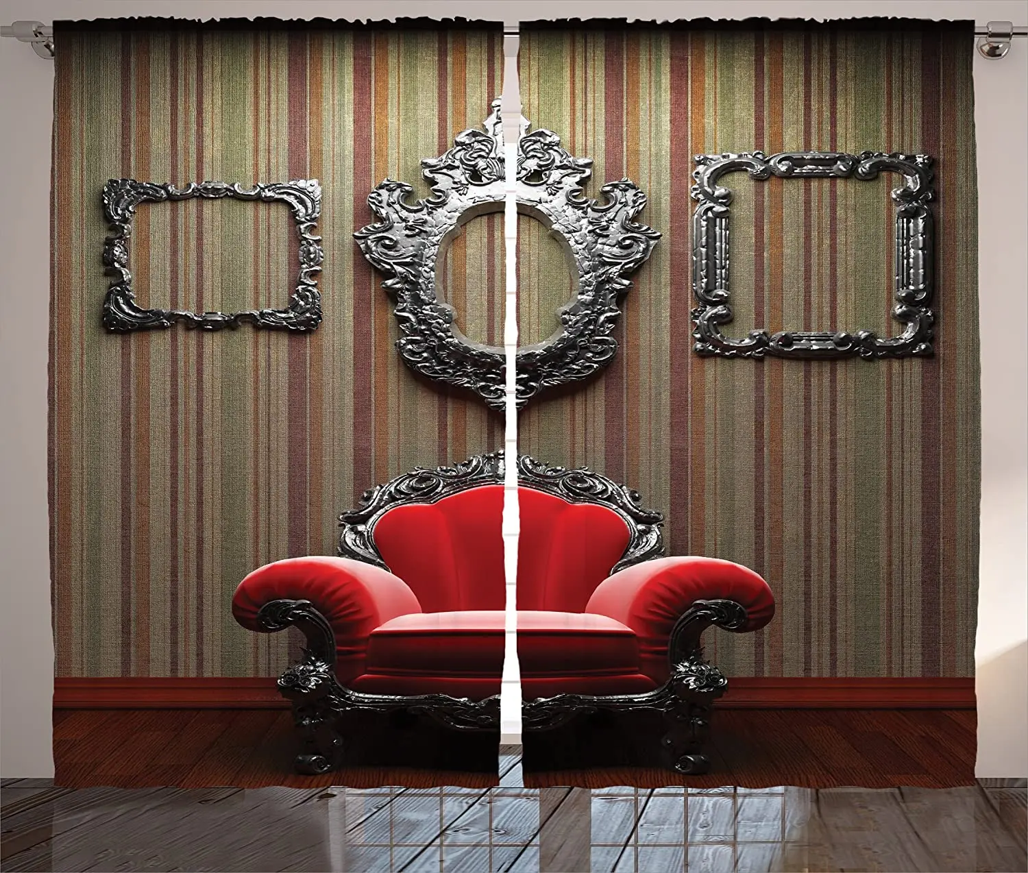 Античная окна шторы стены и стул винтажная рама для картины в Вертикальную