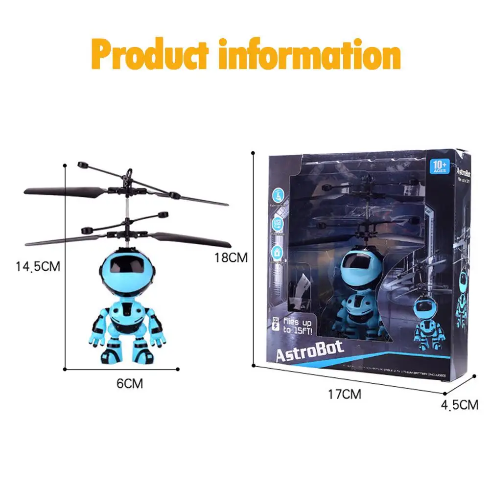 

RC Hand Inductive Flying Robot Kid's Flying Ball Mini LED Drone Helicopter Aircraft Hand Infrared Induction Kids Light up Toys