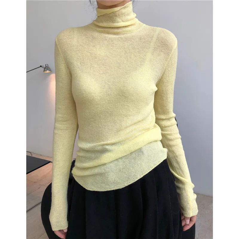 

New Style Simple Comfortable Soft Light High Necked Mohair Wool Slim Fit Inner Warmth Bottoming Coat Female Sweater C235