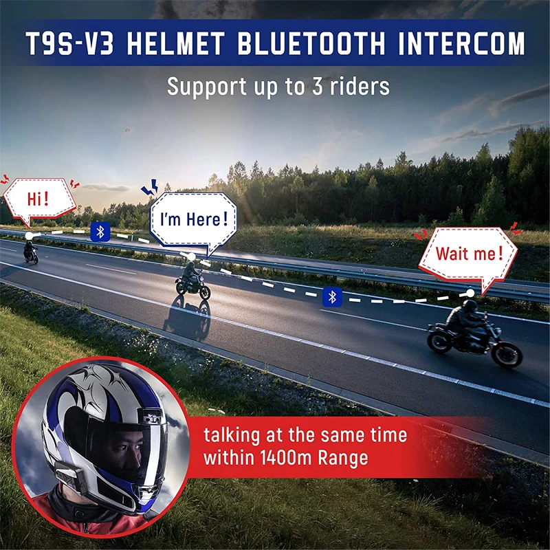 Мотоциклетный шлем 3Riders 1400 м дуплексная беспроводная гарнитура Bluetooth 5 0