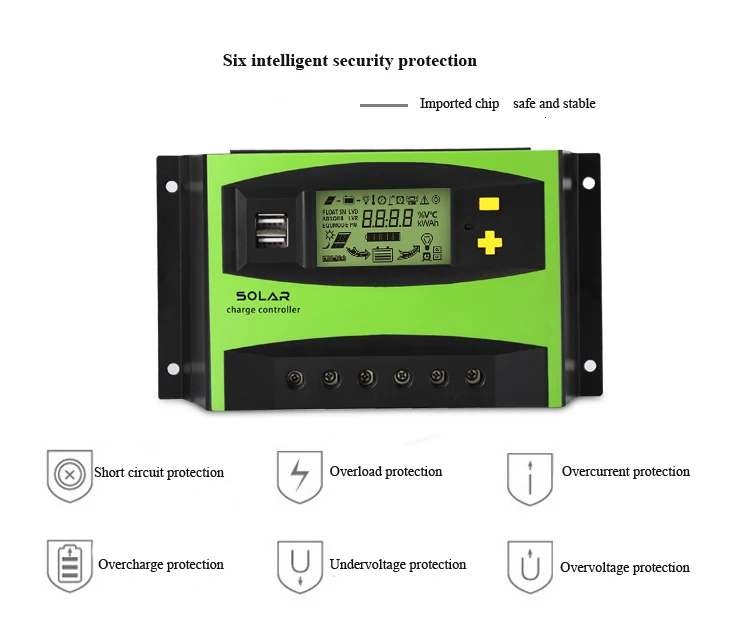PWM контроллер солнечной энергии 20A 30A 40A 50A 60A 12v 24V 48V электрический ток Дисплей свет лампа с напряжением тока контроллер заряда