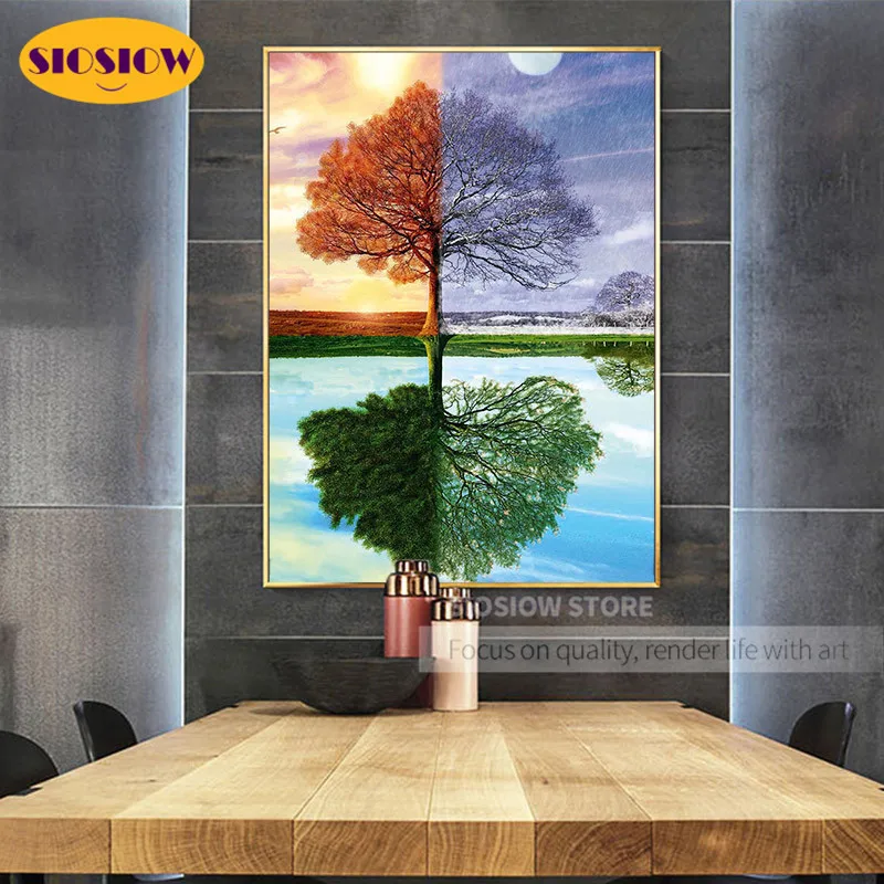 Алмазная 5d-картина сделай сам с изображением дерева четырех сезонов