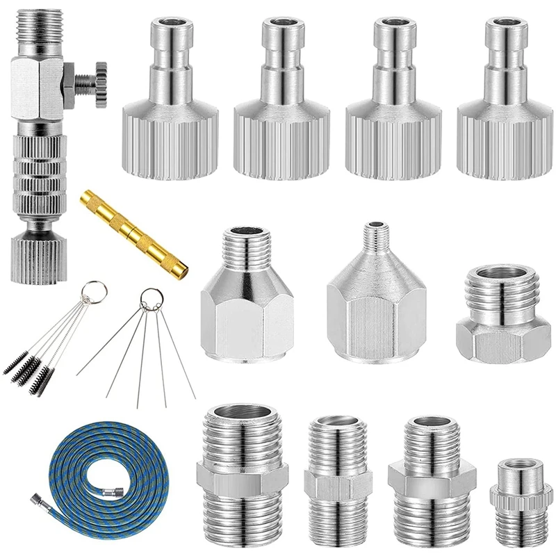 

16PCS Airbrush Adapter Set, Airbrush Adapter, Quick Release Connector, Airbrush Spray Cleaning Tool For Air Compressor