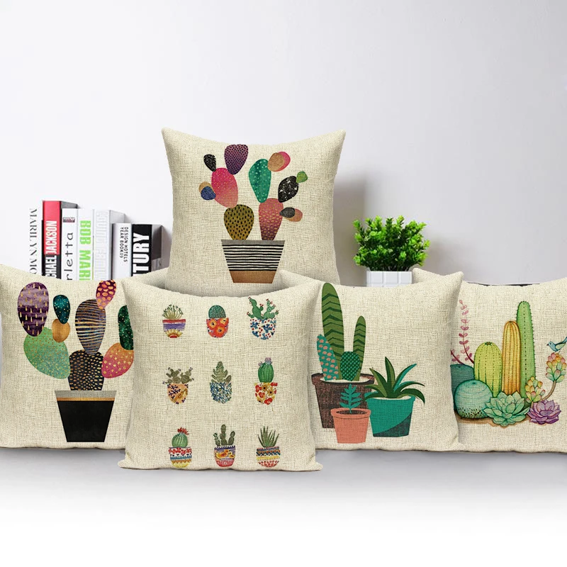 

Cactus Plants Pattern Decorative Cushions Pillowcase Polyester Cushion Cover Throw Pillow Sofa Car Seat Decor Pillowcover