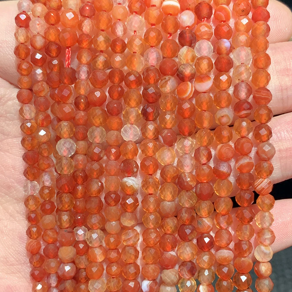 

Граненые бусины из натурального красного агата, аксессуары для модных ювелирных изделий «сделай сам», круглые бусины россыпью для браслето...