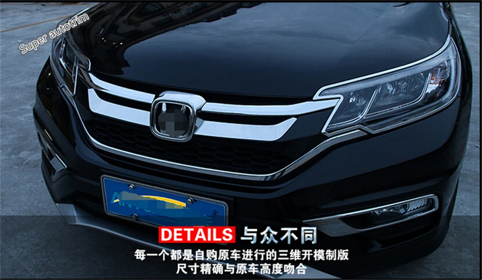 

Lapetus Front Head Grille Racing Grille Cover Trim 2 Piece For Honda CRV CR-V 2015 2016 Stainless Steel Accessories Interior Kit