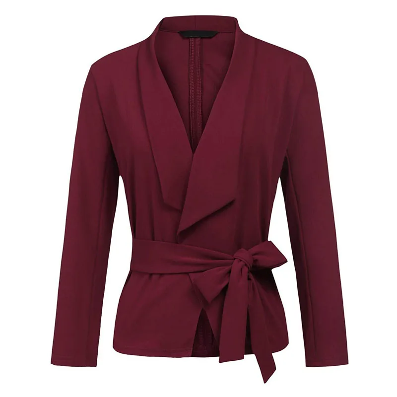 Женские блейзеры с поясом приталенная туника длинным рукавом Женский офисный