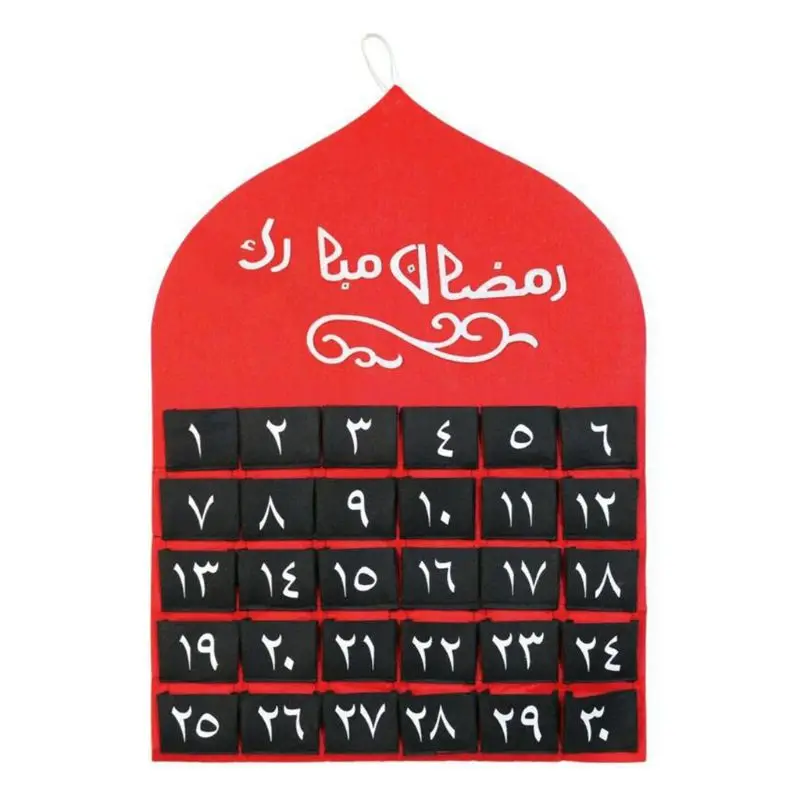 

Felt Ramadan Eid Mubarak Kareem Wall Hanging Numbered Countdown Calendar Planner