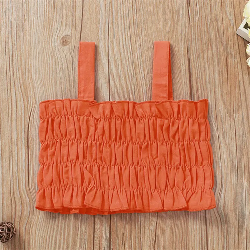 Summer Sweet Girls Tops Dress 2020 High StreetElastic Crop Strap Vest Boho Floral Orange Skirt 2Pcs Outfits | Детская одежда и